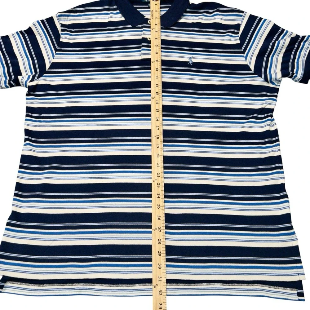 Polo Ralph Lauren Polo Shirt XL Blue White Stripe Pony Casual Preppy Office Mens